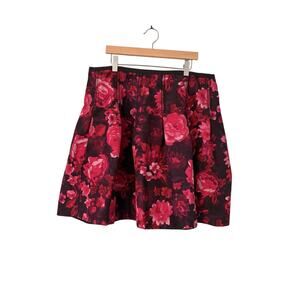 GAP Size 12 Black Floral Pleats a-Line Flare Mini Skirt HIgh Quality Fully Lined